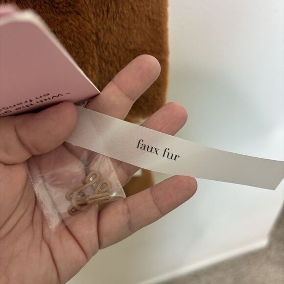 Avec Les Filles $199 Luxurious Notch Lapel Brown Faux Fur Coat Size Large NWT - Picture 4 of 13